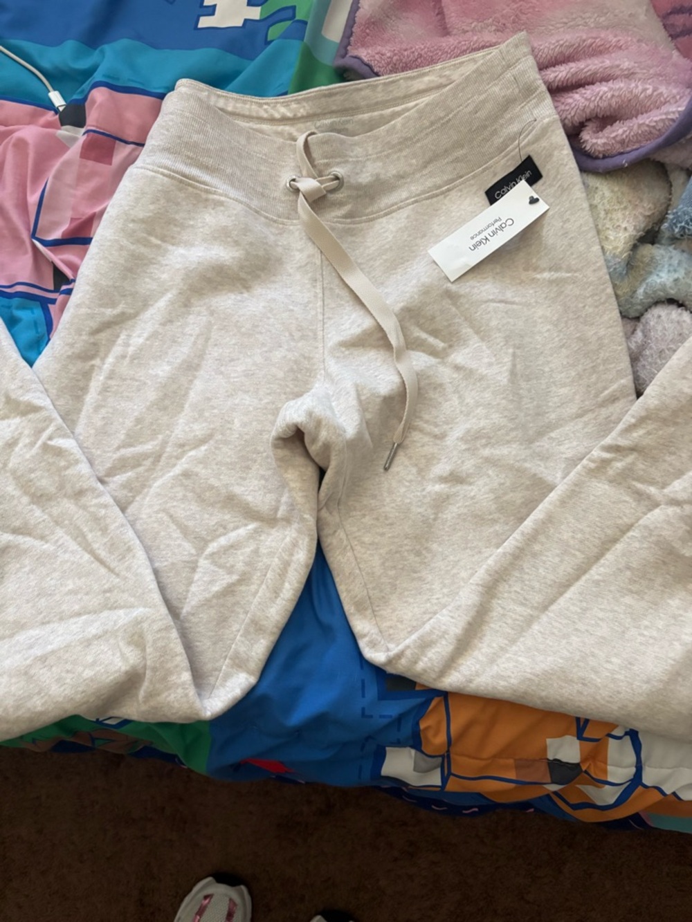 Calvin Klein Heather Cream Knit Jogger Pants